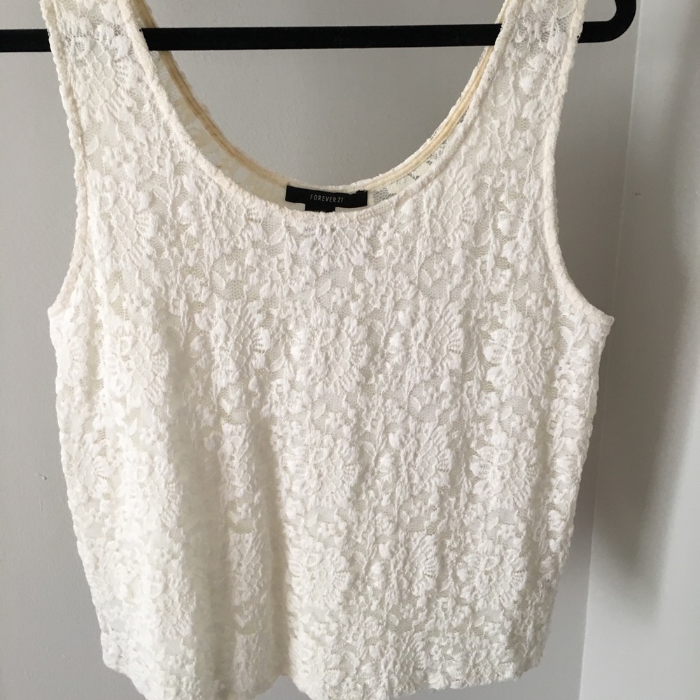 White lace crop top